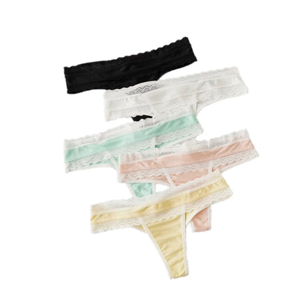 3PCS Women's Thong Solid-Color Lace Sexy Women's Underwear Low-Rise Versatile Comfortable Fashionable Panties