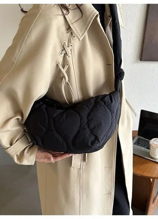 Puffer Shoulder Bag for Women Soft Down Cotton Padded Tote Handbag Purse Quilted Cross Body Bag Solid Color Bubbles Cloud Bag PlatiNum