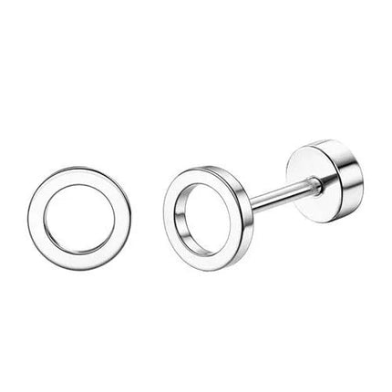 Florideco 1 paio di orecchini a bottone ipoallergenici con retro piatto per donna uomo orecchini a bottone per cartilagine in acciaio inossidabile chirurgico platinumshop