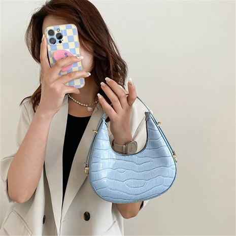 Fashion Stone Pattern Shoulder Bag Women'S Small Handle Underarm Bag Clutch Luxury Women'S Handbag Tote Bag Mini Dumpling Bag PlatiNum