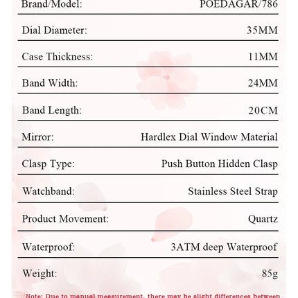 POEDAGAR Top squisito orologio da polso da donna impermeabile al quarzo luminoso orologio da donna casual data settimana orologi da donna in acciaio inossidabile platinumshop
