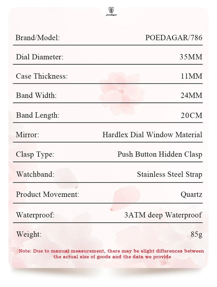 POEDAGAR Top squisito orologio da polso da donna impermeabile al quarzo luminoso orologio da donna casual data settimana orologi da donna in acciaio inossidabile platinumshop