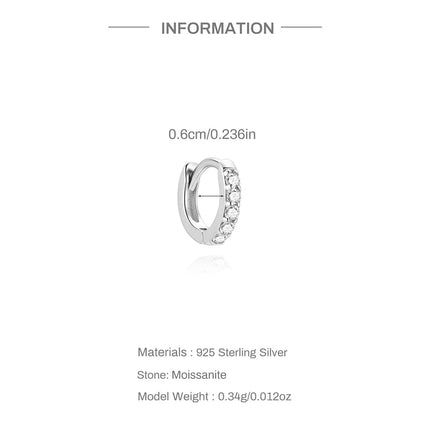 AIDE 1PC Sparkling Moissanite Piercing Stud Earrings 925 Sterling Silver Shining Circle Earring For Women Ear Bone Earring Jewel PlatiNum