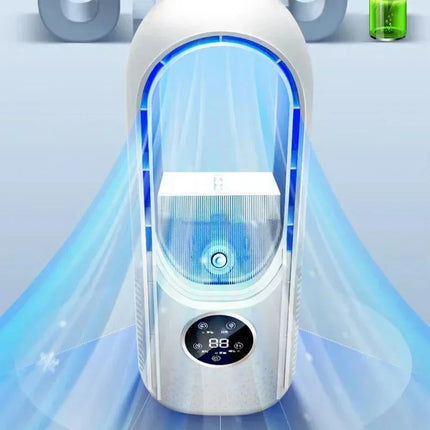 Ventilatore Elettrico Senza Pale Lenovo, Ventilatore USB per Raffreddamento, Mini Condizionatore a 6 Velocità, Ventilatore Portatile da Scrivania Senza Pale con Umidificatore