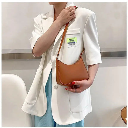 New Women's Fashion Handbags Retro Solid Color PU Leather Shoulder Underarm Bag Casual Women Hobos Handbags sac à main femme PlatiNum