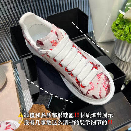 American European Fashion Casual Shoes Unisex White Platform Sneakers Man Sport Shoes In Printing Leather Women Heighten Loafers