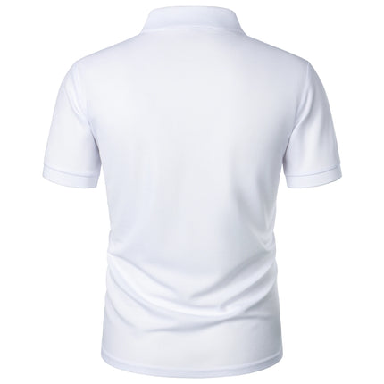 Men's Casual Short Sleeve Button-Up Lapel Solid Color T-Shirt