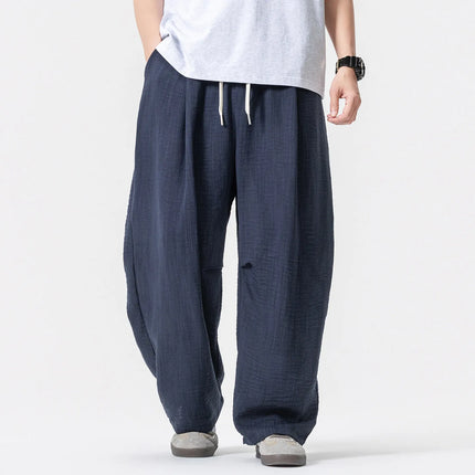 Pantaloni Leggeri e Sottili da Uomo, Traspiranti, Tinta Unita, Stile Harajuku, Gamba Larga, Casual, Oversize, Moda Harem, Streetwear Maschile