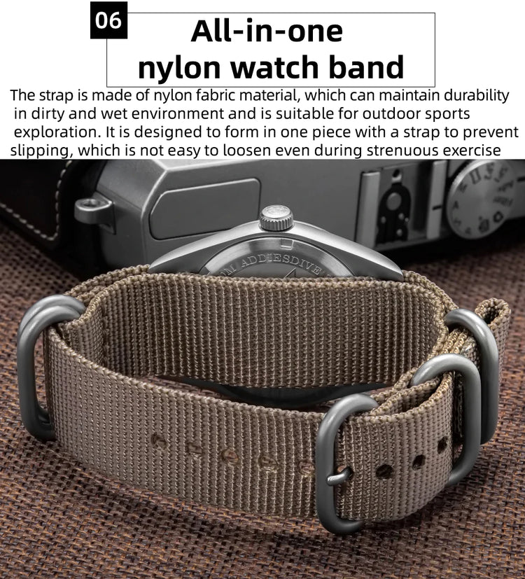ADDIESDIVE 36mm Men's Analog Watch Bubble Mirror Glass 100m Waterproof Luminous Watch Simple Men Quartz Watches with Nylon Strap