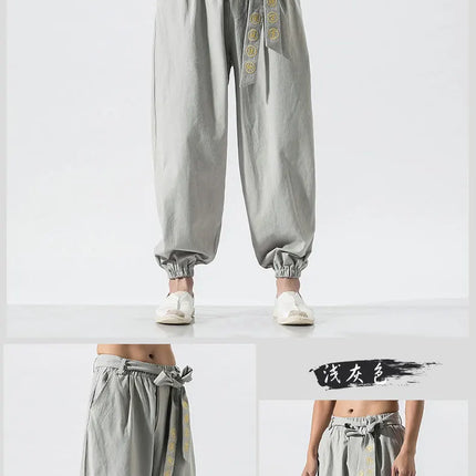 Pantaloni Kimono giapponesi ricamati pantaloni larghi Harajuku Casual da uomo 2023 abbigliamento tradizionale asiatico costume stile Yukata Harem