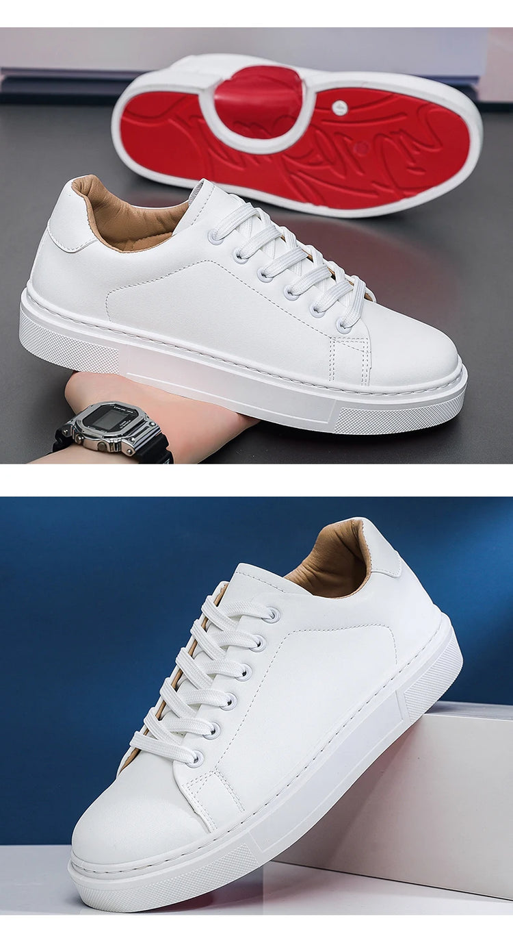 Hot Men's Casual Shoes Leather Sneakers Fashion White Black Male Vulcanized Shoes Non-slip Soft Men Shoes Lightweight Flat Shoe