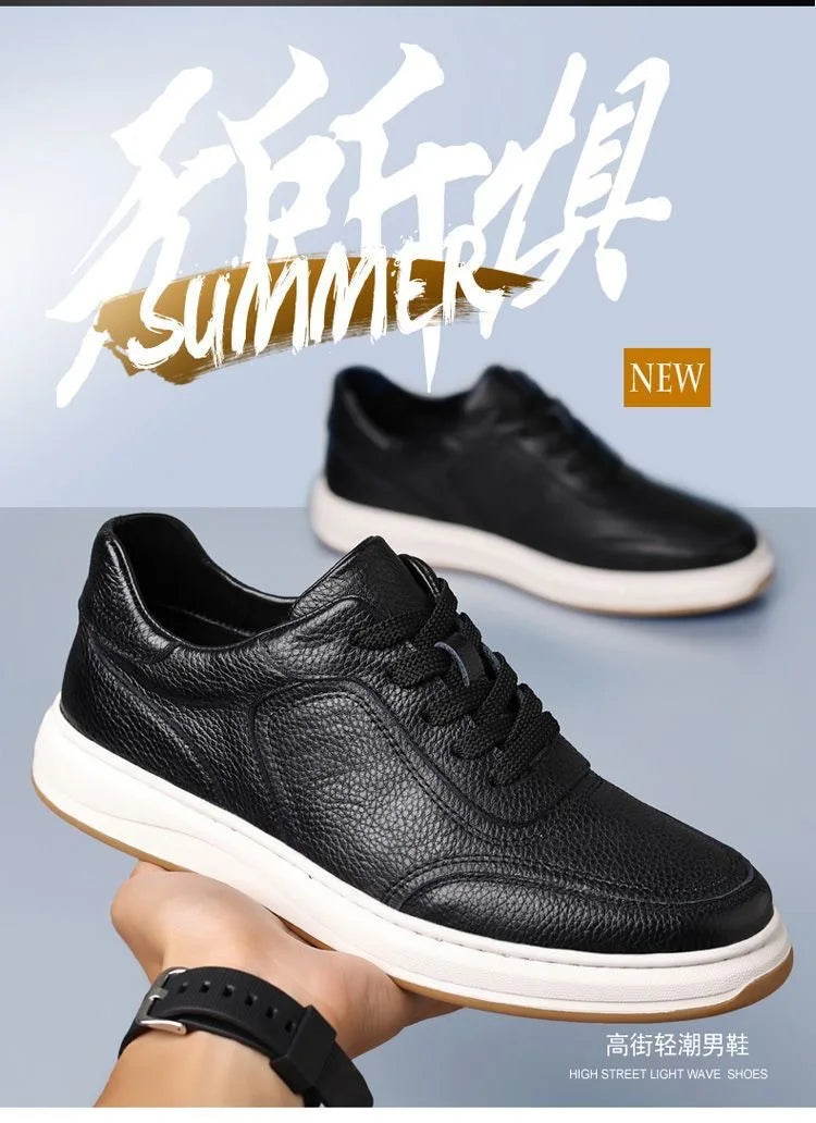2026 New Men's Leather Shoes Casual Spring Autumn Fashionable Genuine Cowhide Slip-On Breathable Comfortable Anti-Slip Shoes