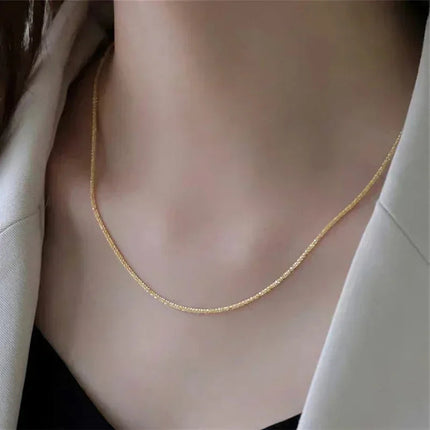 Popular Sparkling Necklace for Women Silver Colour Clavicle Chain Choker Fashion Jewelry Wedding Party Birthday Gift PlatiNum