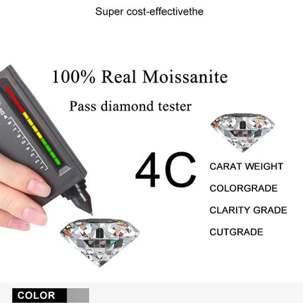 NeeTim 0.5CT 1CT 2CT Emerald Radiant Cut Moissanite Studs Earrings for Women Lab Diamond 925 Sterling Silver Earring Jewelry PlatiNum