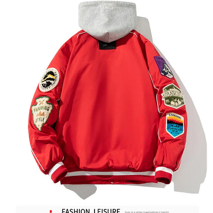 Winter Varsity Jacket Men Women Letter Badge American Baseball Jacket Street Fashion Hip Hop Coat Youth Couple Clothes Blue Red