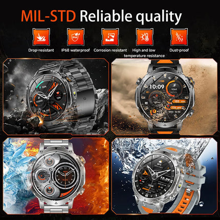 Military Grade Sapphire Smart Watch HeartRate SO2 BT5.3 Call Custom dial Smartwatch for Men Breathable Band Sports watch 1400mAh