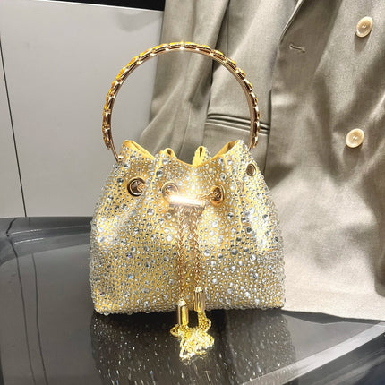 Handle Rhinestones Evening clutch Bag Purses and handbag luxury Designer shoulder bag Shiny Crystal Clutch purse bucket bag PlatiNum