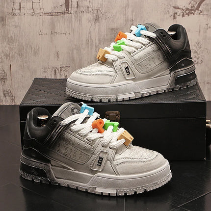 Sneakers Casual Mens Designer Bling Punk Board Shoes Fashion Split Leather Breathable Height Increased Flat Platform Sport Shoes