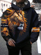 3D Lion Print Hoodie Men Women Realistic Animal Face Casual Pullover Hooded Sweatshirt Hip Hop Sport Streetwear Tops