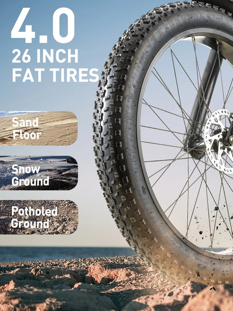 BURCHDA RX80 Bicicletta Elettrica da Montagna 1000W 50KM/H, Batteria al Litio 48V20AH, Pneumatici Fat 4.0 da 26 Pollici, E-Bike per Adulti