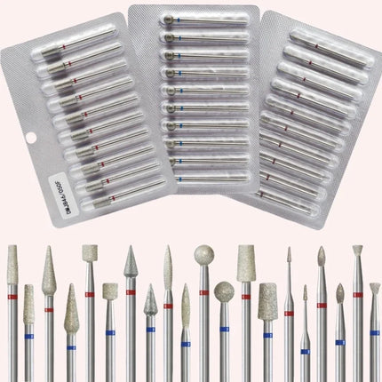 10Pcs/set Diamond Nail Drill Bit Set Nail Diamond Milling Cutter for Manicure 3/32" Burr Electric Nail File Cuticle Remover Tool 2028