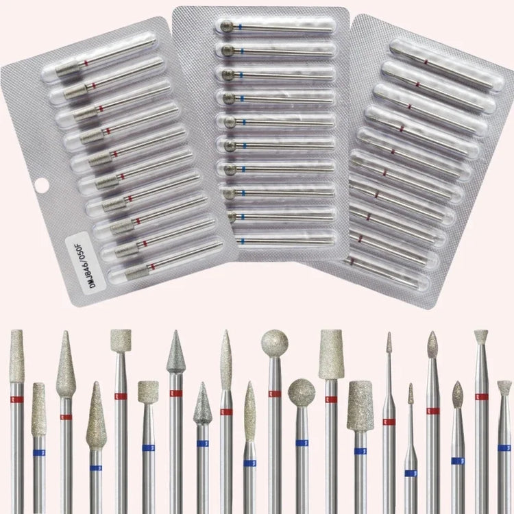 10Pcs/set Diamond Nail Drill Bit Set Nail Diamond Milling Cutter for Manicure 3/32" Burr Electric Nail File Cuticle Remover Tool 2028