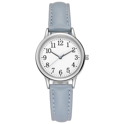 Orologio al quarzo da donna alla moda per il tempo libero, numeri arabi facili da leggere, quadrante semplice, cinturino in pelle PU, colore caramella platinumshop