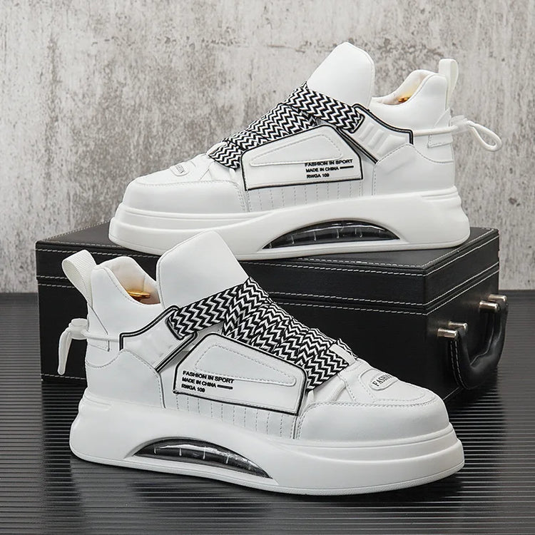 High top White Sneakers Best selling Mens Sneakers With Anti slip Wear resistant Properties Increasing Height by 6 Centimeters