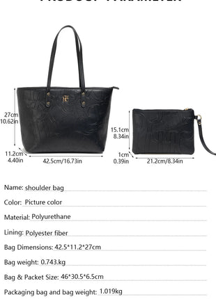 CH 2026 New Embossed Tote Bag Set 2Pcs Large Capacity Shoulder Bag with Pouch Luxury Designer Handbag for Women PlatiNum