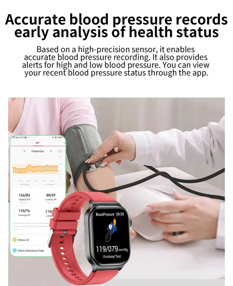 2026 Nuovo Misurazione Accurata Salute Smart Watch ECG + PPG Acido Urico Pressione Sanguigna Lipidi Nel Sangue Chiamata BT Smartwatch Per Le Donne Degli Uomini platinumshop