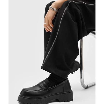 Mocassini STRONGSHEN scarpe da uomo in pelle con suola spessa scarpe da lavoro formali nere in stile britannico scarpe Casual Slip-On di lusso di moda