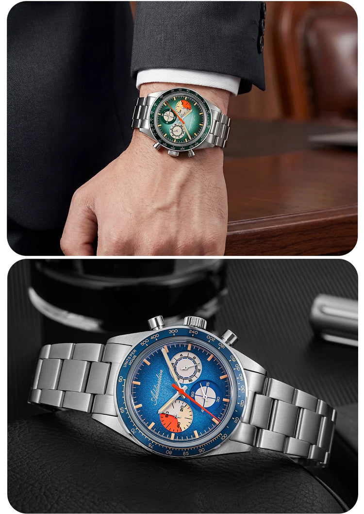 ADDIESDIVE 37mm Men's Luxury Watch 100m Water Resistance K1 Bubble Mirror Glass C3 Luminous Men's Stainless Steel Quartz Watch