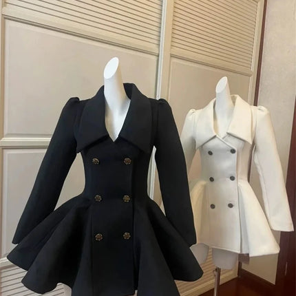 Hepburn Preface Pinch Waist and Clip Cotton Wool Coat 2025 Winter New Item Rich Heiress Thick Woolen Coat Coat Commuting Jacket