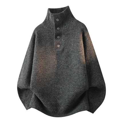 Turtleneck Long Sleeves Zipper lapel Pullover Sweater Men Spring Autumn Solid color Sweater Jumper Streetwear