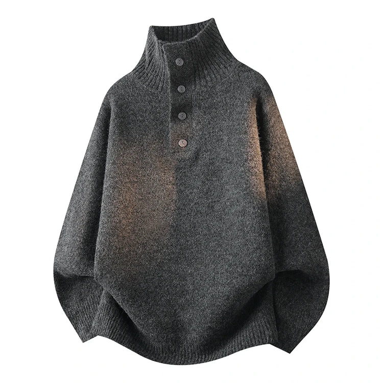 Turtleneck Long Sleeves Zipper lapel Pullover Sweater Men Spring Autumn Solid color Sweater Jumper Streetwear