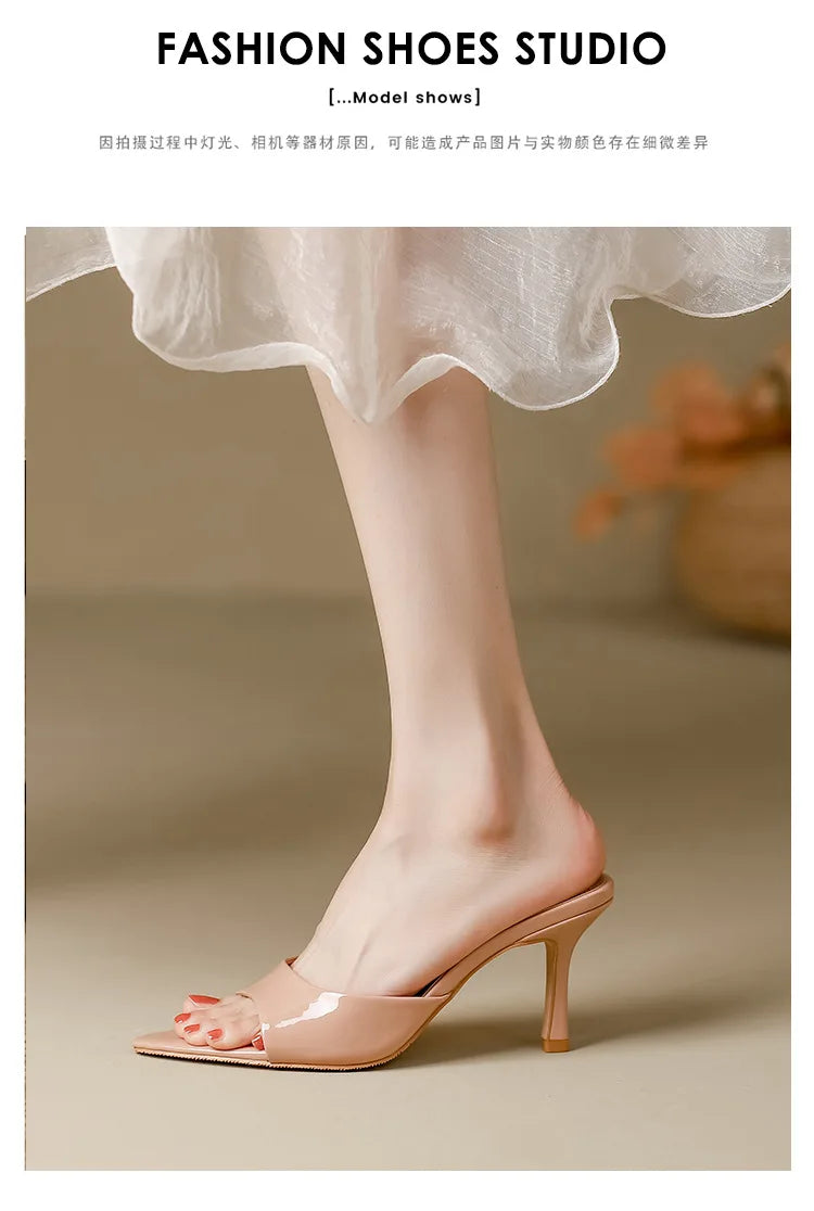 Sexy Pointy Toe Thin High Heels Slippers For Ladies Elegant Style Summer Slip-on Outdoor Walking Sandals Mules Women Party Shoes
