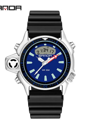SANDA Sport orologio digitale al quarzo da uomo orologi subacquei creativi orologio da uomo con allarme impermeabile orologio con doppio Display Relogio Masculino platinumshop