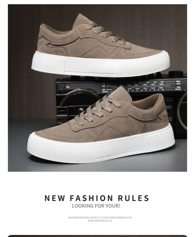 Men's Vulcanized Shoes Fashion Casual Sneakers Lace Up Platform Shoe High Quality Suede Casual Shoes for Men Sneakers Man Shoes