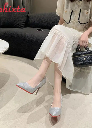 Aphixta Oro Argento Nero Décolleté con tacco alto a spillo da 3,54 pollici Décolleté da donna per tutte le stagioni Scarpe da festa con punta a punta di grandi dimensioni 49 50 platinumshop