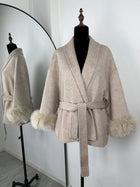 TARUXY Fox Fur Woolen Long Coats Women's Office Lady Removable Elegant Coat Double-sided Wool Overcoat 2025 New Cardigan Jacket