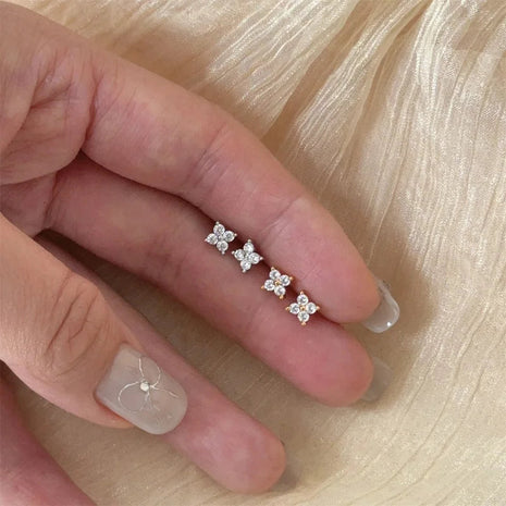 3/4/5 MILLIMETRI 925 Sterling Silver 5A Zircone Semplice Stella Piccoli Orecchini con perno per Le Donne Gioielleria Raffinata Minimalista Foro Dell'orecchio Accessori Per La Cura platinumshop