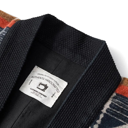 Winter New Indian Pattern Western Nomadic Robe Cotton And Wool Blend Vintage Kimono Jacket Casual Cardigan Coat