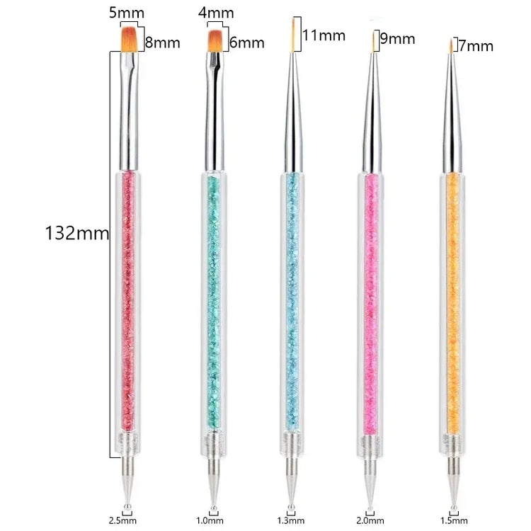 5Pc Nails Art Dotting Pen Acrylic Drawing Liner Supplies Brush Rhinestone Gems Picker UV Gel Painting Manicure Accessoires Tools 2028