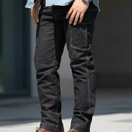 Men's Tactical Jeans Military Denim Cargo Pants Multi-pocket Elastic Casual  Work Trousers Outdoor Combat Training Hiking Pants
