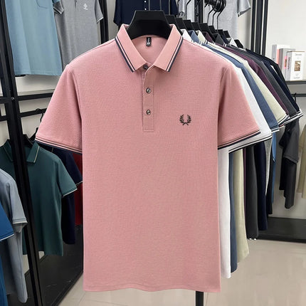 New men's short-sleeved polo shirt, 100% pure cotton, embroidered, fashionable, breathable, comfortable, and versatile.