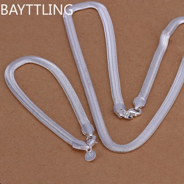 Commercio all'ingrosso 925 sterling silver collana bracciali set di gioielli 6MM piatto morbido catena del serpente moda donna uomo matrimonio fine platinumshop