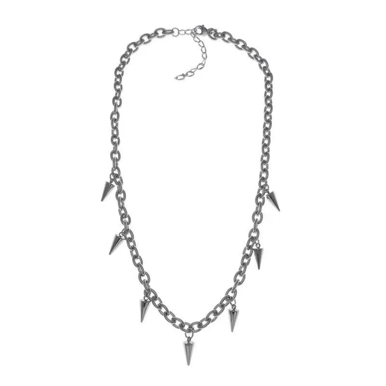 Stainless Steel Punk Aesthetic Stud Necklace Men Choker Cool Hip Hop Women Rivet Pendant Necklace Gothic Jewelry Gifts PlatiNum