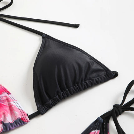 Costume da bagno 3 pezzi con stampa floreale grande con gonna lunga in rete Costume da bagno bikini micro perizoma da donna 2025 Costume da bagno estivo da spiaggia Biquini PlatiNum