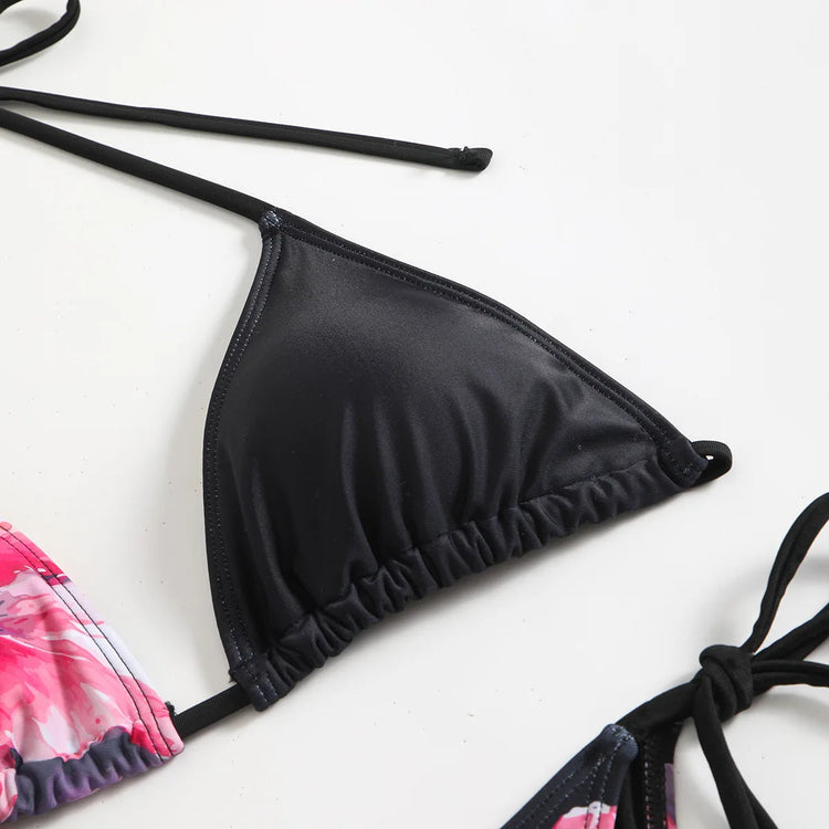 Costume da bagno 3 pezzi con stampa floreale grande con gonna lunga in rete Costume da bagno bikini micro perizoma da donna 2025 Costume da bagno estivo da spiaggia Biquini PlatiNum