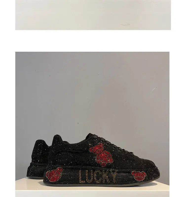 Luxury Fashion New Designer Men's Charm Rhinestone All Match Platform Causal Shoes Male Flats Moccasins Walking Sneakers Zapatos